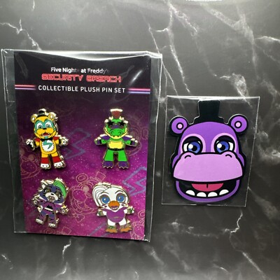 Five Nights at Freddy's Security Breach Collectible Plush Pin Set + Magnet. New.