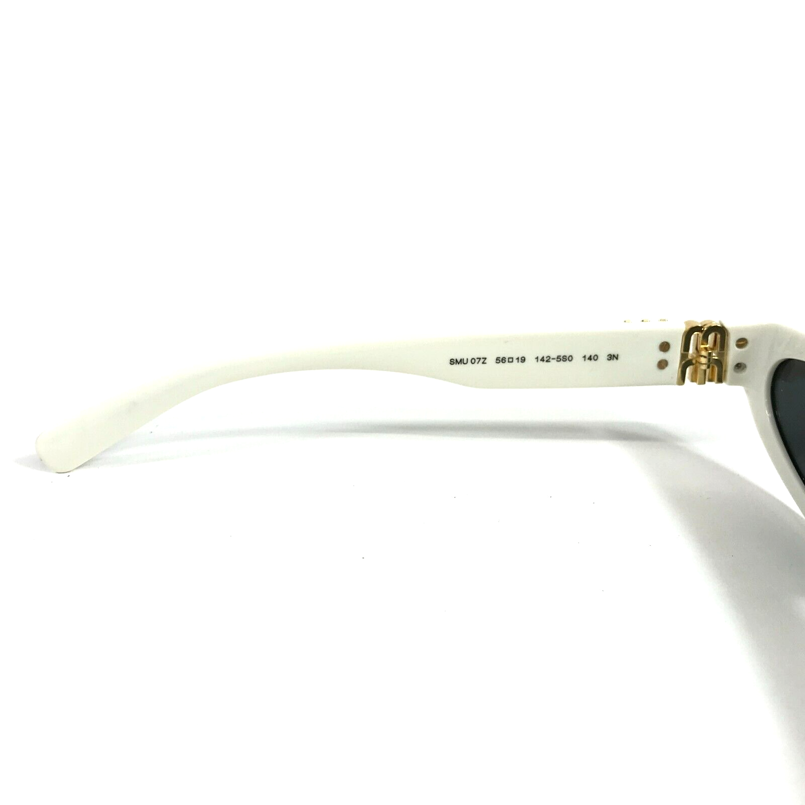 MIU MIU MIU MIU SUNGLASSES SMU07Z 142-5S0 WHITE IVORY GOLD FRAMES WITH DARK GREY LENSES