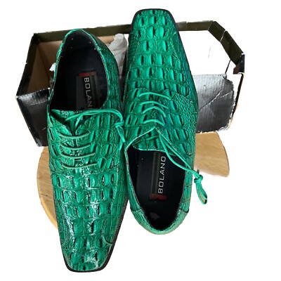 NEW- Bolano  Marlin  Alligator Print Men's Dress Shoes, Black, Size 9 M