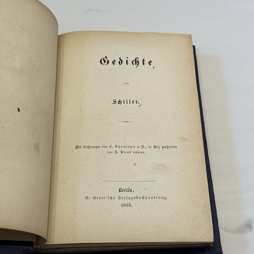 Schiller's Poems [Schiller's Gedichte] 1868 Berlin Grote