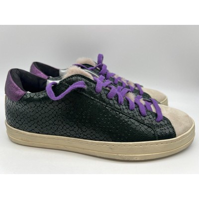 P448 Women's Black Snake Sneakers Size 39/US 9 NEW