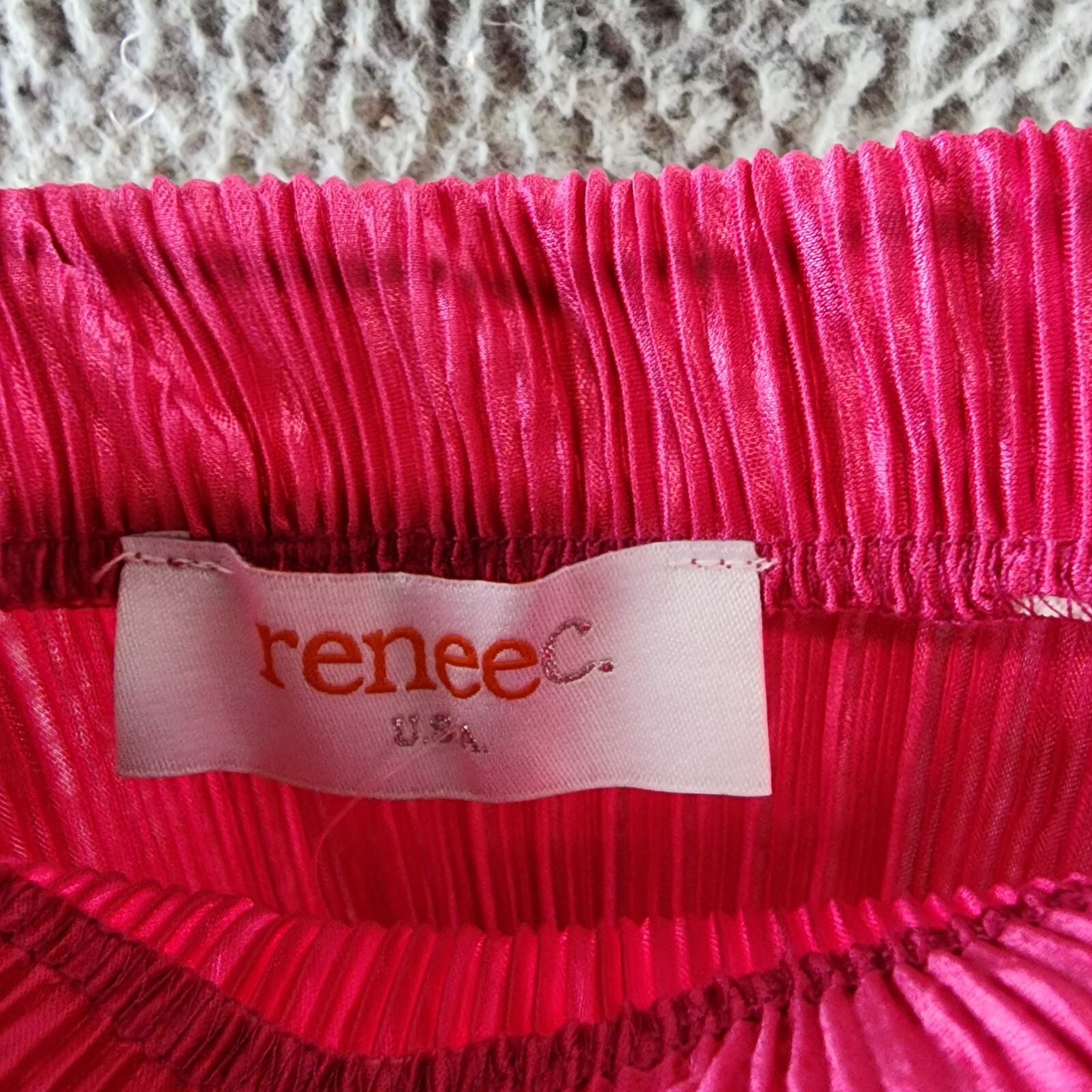 Renee C. Plisse Side Slit Maxi Skirt Women's XS Pink Solid Elastic Waist Pull On - Picture 7 of 13
