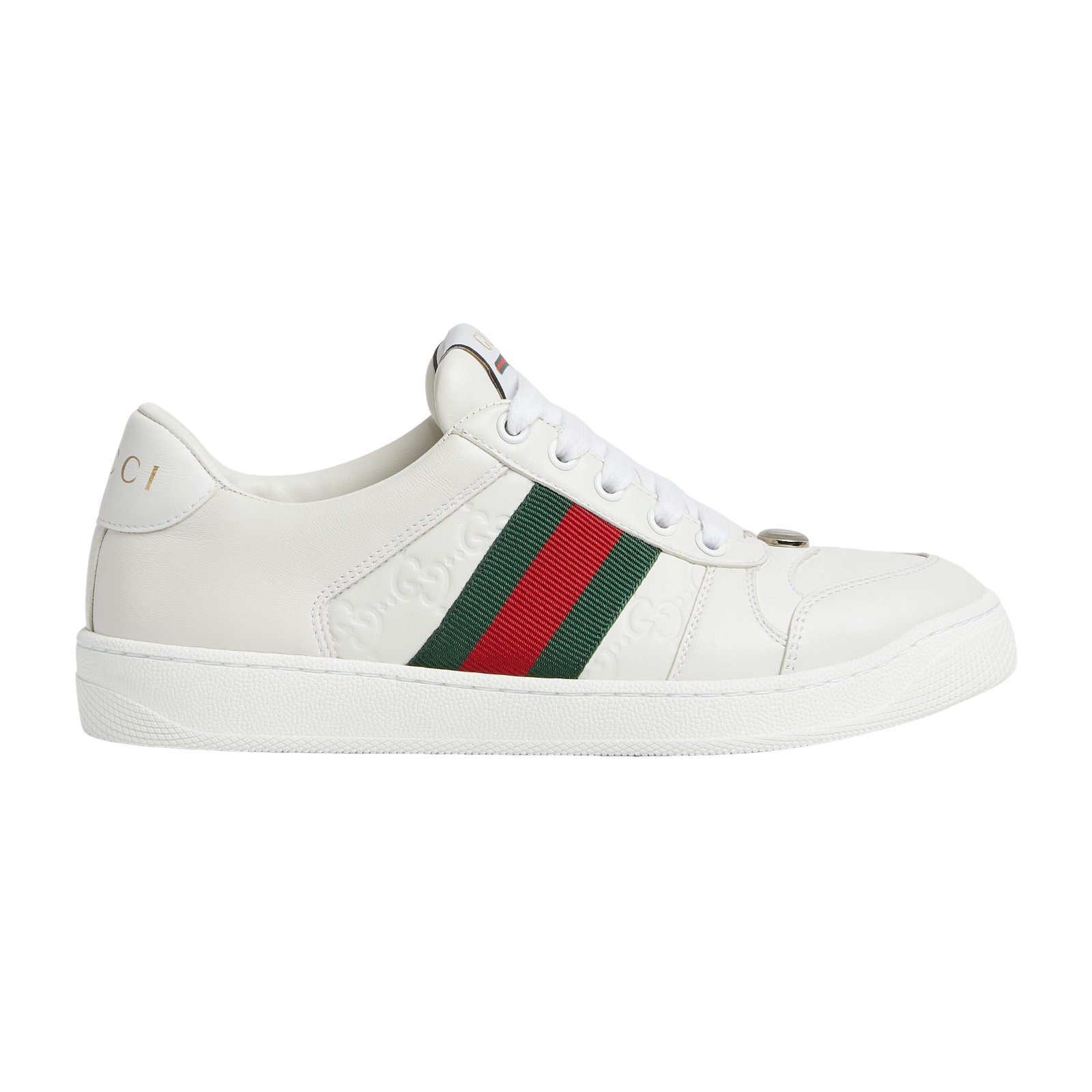 Pre-owned Gucci Screener Women's White Leather Low Top Sneakers
