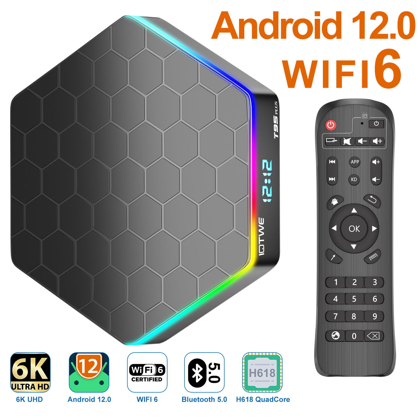 2023 Upgraded T95 Smart Android 12.0 TV Box Quad Core 6K WIF