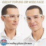OCCI CHIARI Large Reading Glasses Men 1.75 Thick Square Big Head Readers 1.0 1.25 1.50 1.75 2.0 2.25 2.50 2.75 3.0 3.5(Clear,1.75)