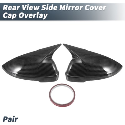 Pair Rearview Mirror Cover Overlay Black Carbon Fiber for Volkswagen Passat