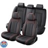 FaiFani Leather Car Seat Covers Full Set– Black and Red Textured PU Leather Front and Rear Seat Protectors, Waterproof Full Wrap Design, Airbag Compatible, Universal Fit for Cars, SUVs, Trucks