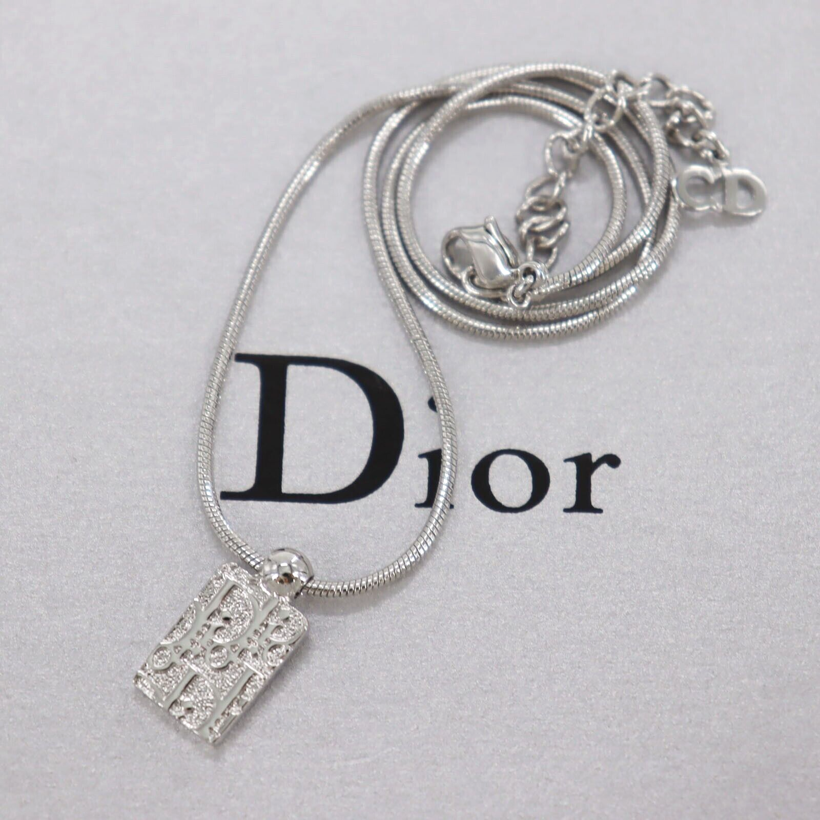 Christian Dior Trotter Rhinestones Used Chain Necklace
