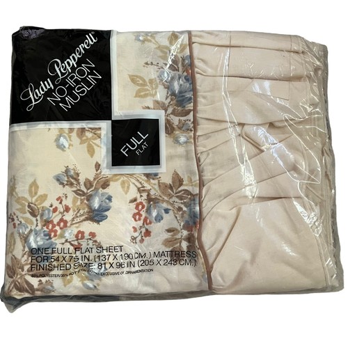 Vintage Lady Pepperell No-Iron Muslin Sheet Full Size Flat NEW Floral Sharon