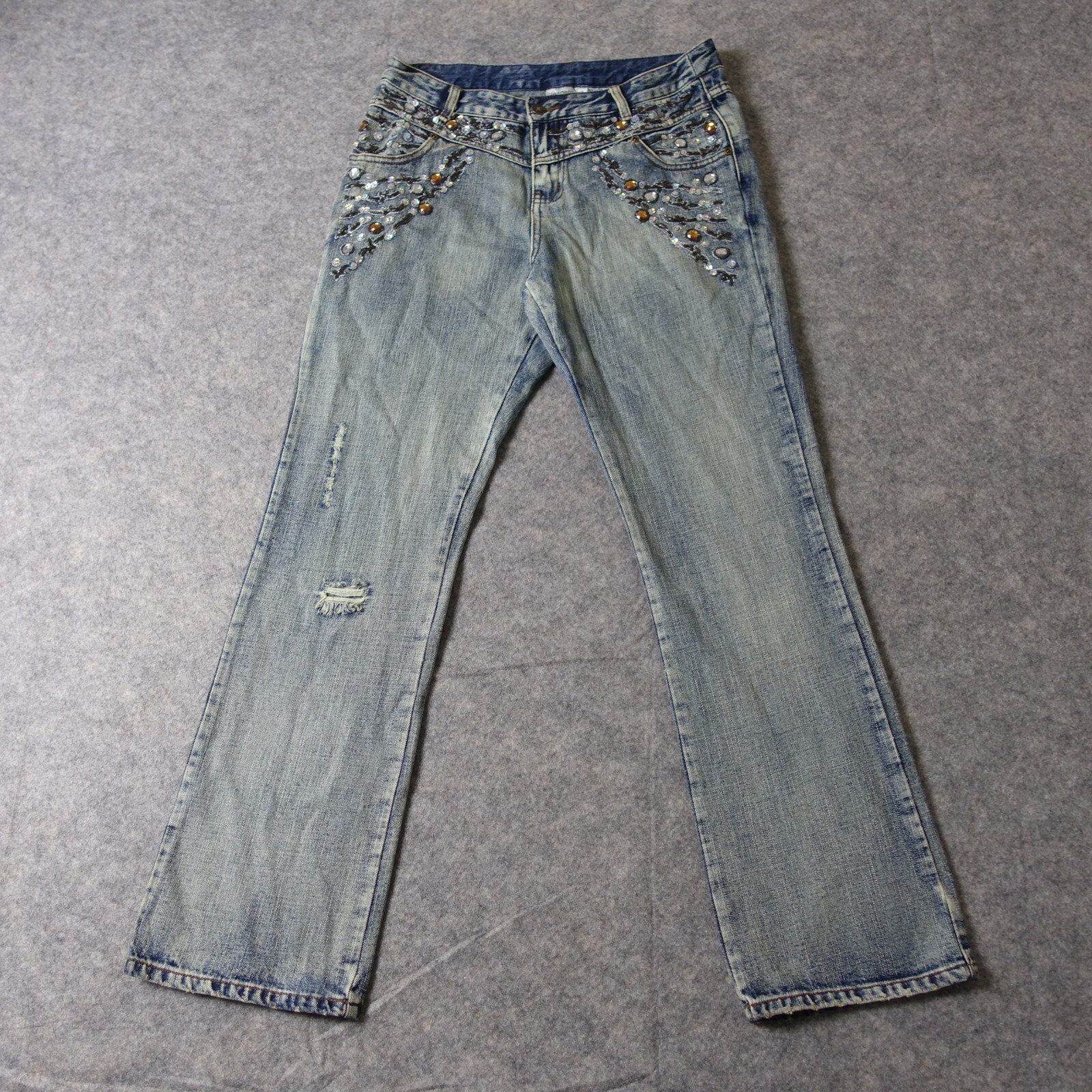★2025SS新作★BEENTRILL★WOMAN'S VINTAGE ICE DENIM PANTS DEAT Vintage Fashion Women's Spliced Fake Two-piece Jeans