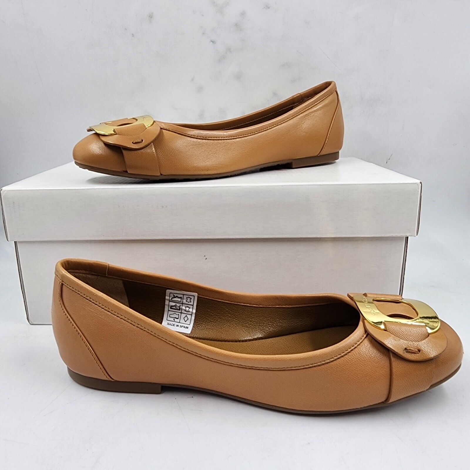 See by Chloé Chany Leather Ballet Flats Women's 37/7US Tan Round Toe Slip On - Picture 2 of 16
