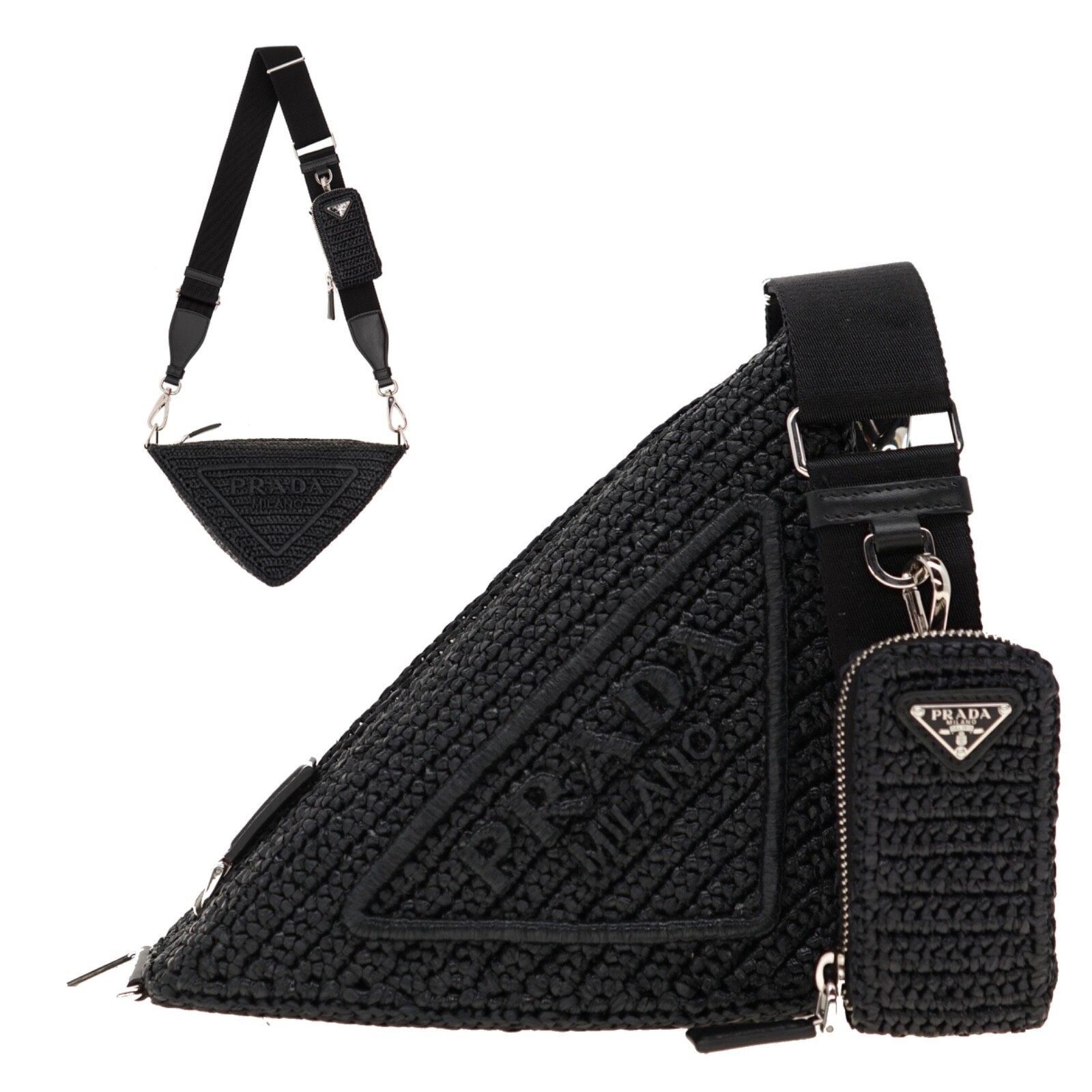 バッグ・カバンその他 Prada Black crochet shoulder bag with logo Black Crochet shoulder bag | PRADA