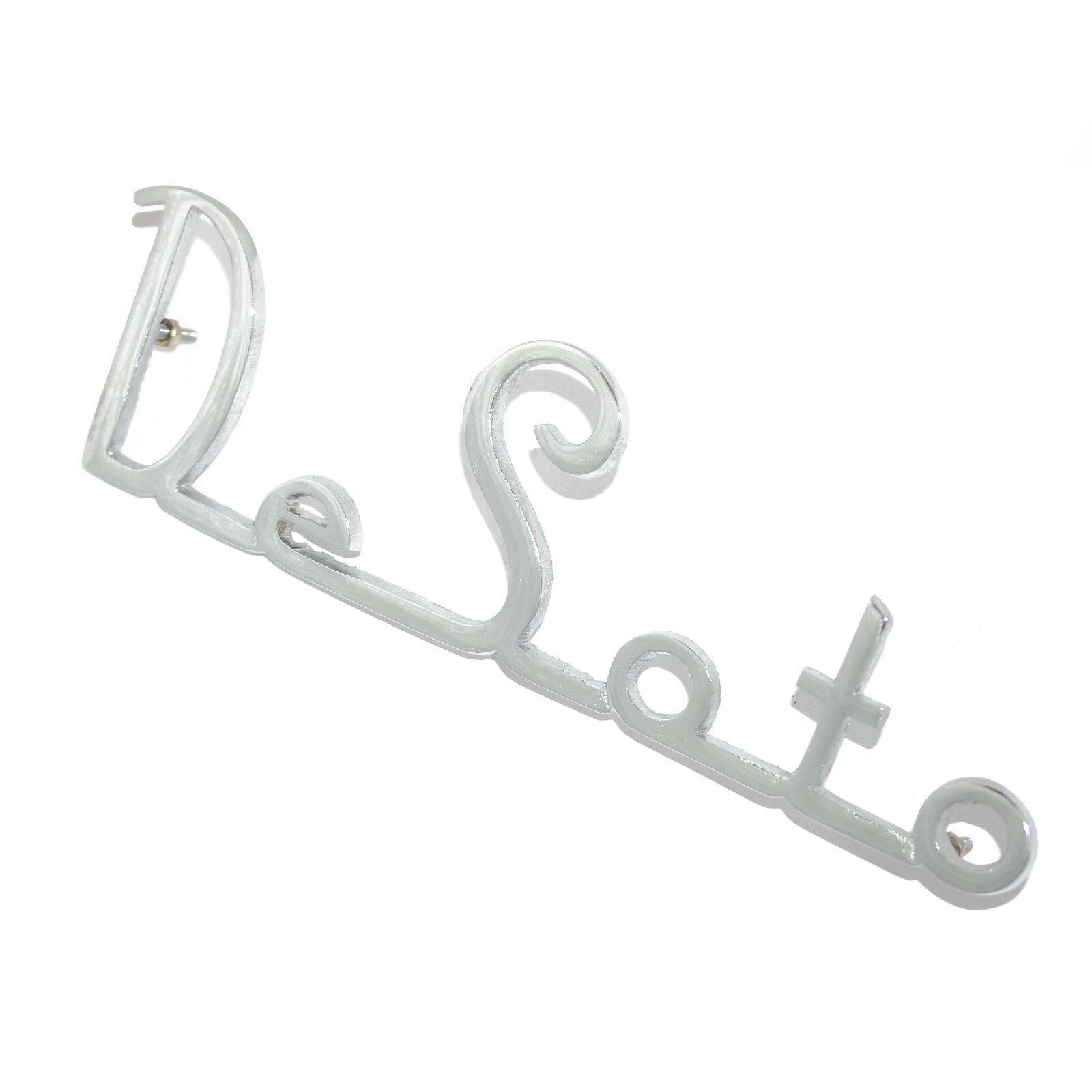 Vintage Car Desoto Script Badge Emblem Decal Brass Chrome Plated 