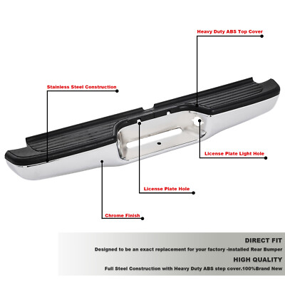 FIT FOR 1995-2004 TOYOTA TACOMA CHROME COMPLETE REAR STEP BUMPER REPLACEMENT