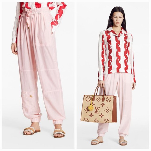LOUIS VUITTON コットンジャケット 34サイズ Louis Vuitton: Pink Monogram Ombré Detail Silk Jogging Pants