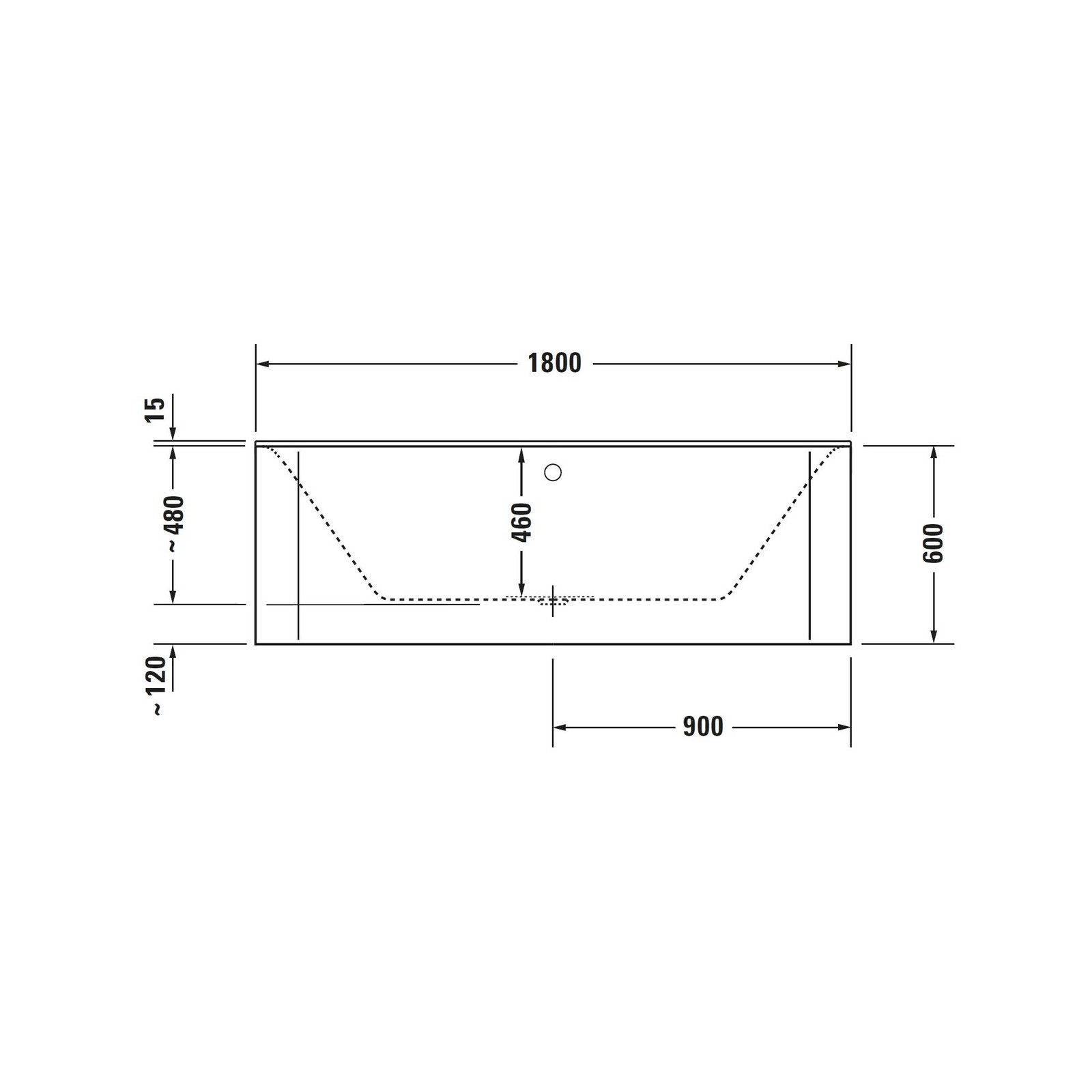 DURAVIT P3 Badewanne Rechteckig 1800x800mm Wanne Weiß Vorwandversion - Bild 2 von 3