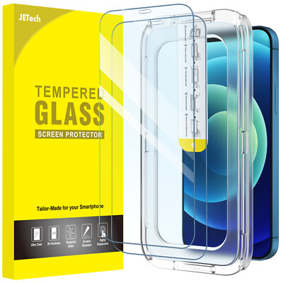 JETech One Touch Install Screen Protector for iPhone 12/12 Pro 6.1-Inch, 2-Pack