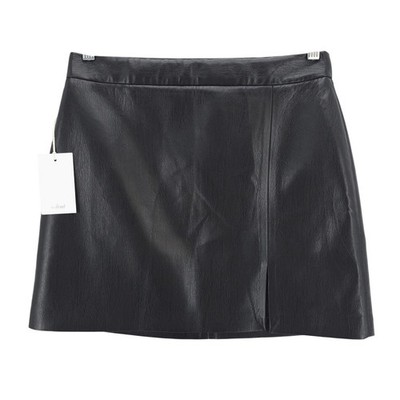 NWT WILFRED Aritzia Patio Skirt Vegan Faux Leather Mini Noir Black Size 10