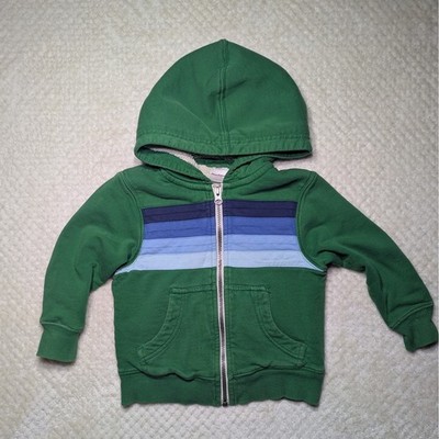 Hanna Andersson Green Striped Zip-Up Hoodie | Size 3T (90cm)