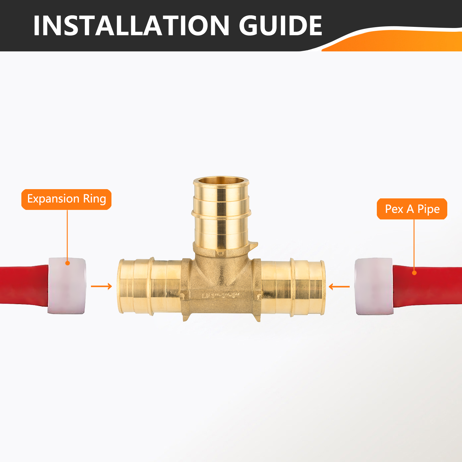 EFIELD 2 To 100 Packs Pex A 1/2"x1/2"x1/2" Brass Tee Expansion Fittings No Lead 