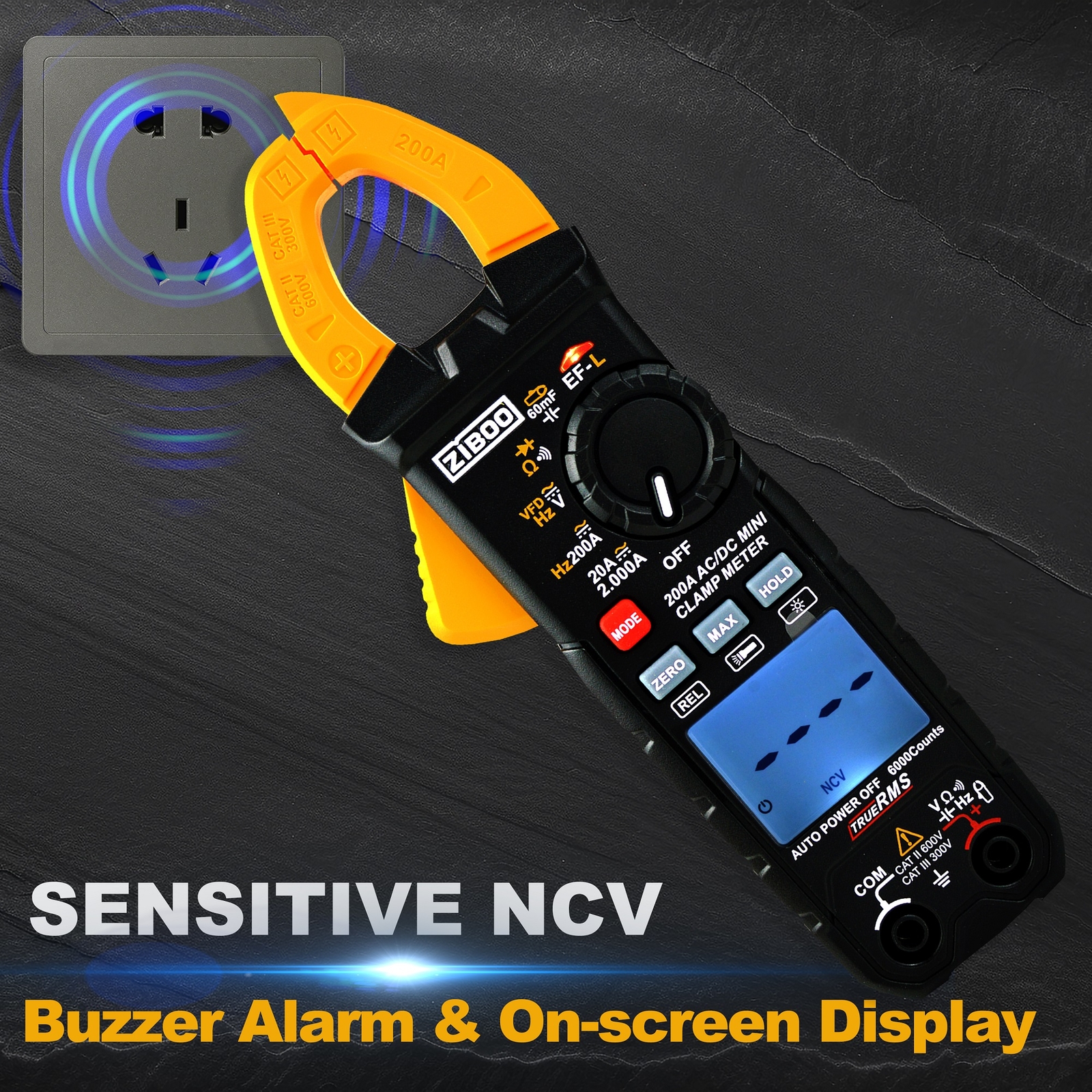 ZIBOO UT210E Clamp Meter Digital Multimeter Handheld RMS AC/DC Mini Resistanc