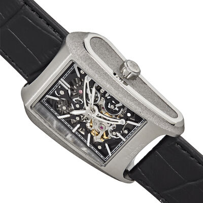 Pre-owned Heritor Automatic Wyatt Skeleton Watch - Silver/black