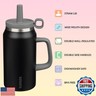 BJPKPK 50oz Insulated Tumbler with Handle Stainless Steel Travel Coffee Mug with Lid Reusable Large Water Bottle with Straw,Black