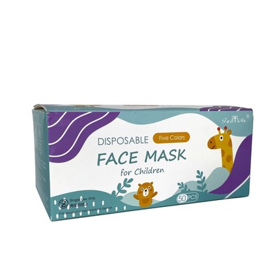 50 PCS Kids Children Disposable Protective 3 Ply Face Mask Ear Loop FIVE COLORS
