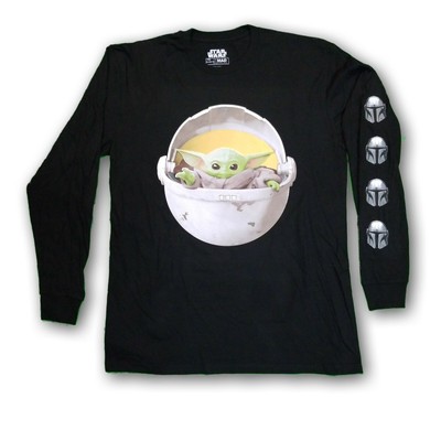 Star Wars Mad Engine The Mandalorian & Grogu Men's Black Long Sleeve T-shirt 