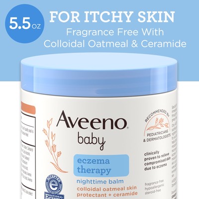 Aveeno Baby Eczema Therapy Nighttime Balm, Colloidal Oatmeal + Ceramide, 5.5 oz