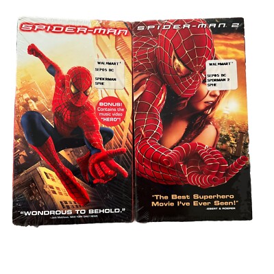 Spider-Man 1, Spider-Man 2 (VHS) Marvel Factory Sealed New Tobey Mcguire 1 2