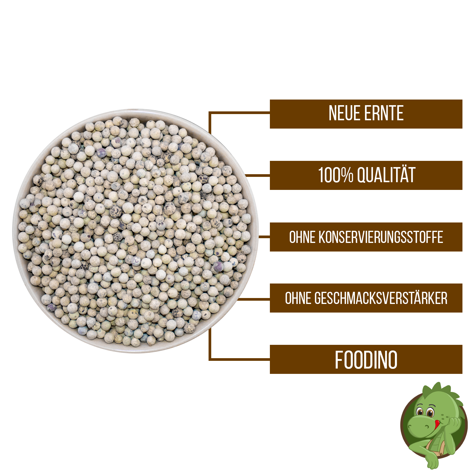 Pfeffer weiß ganz 1kg Pfefferkörner weißer Pfeffer für Pfeffermühle