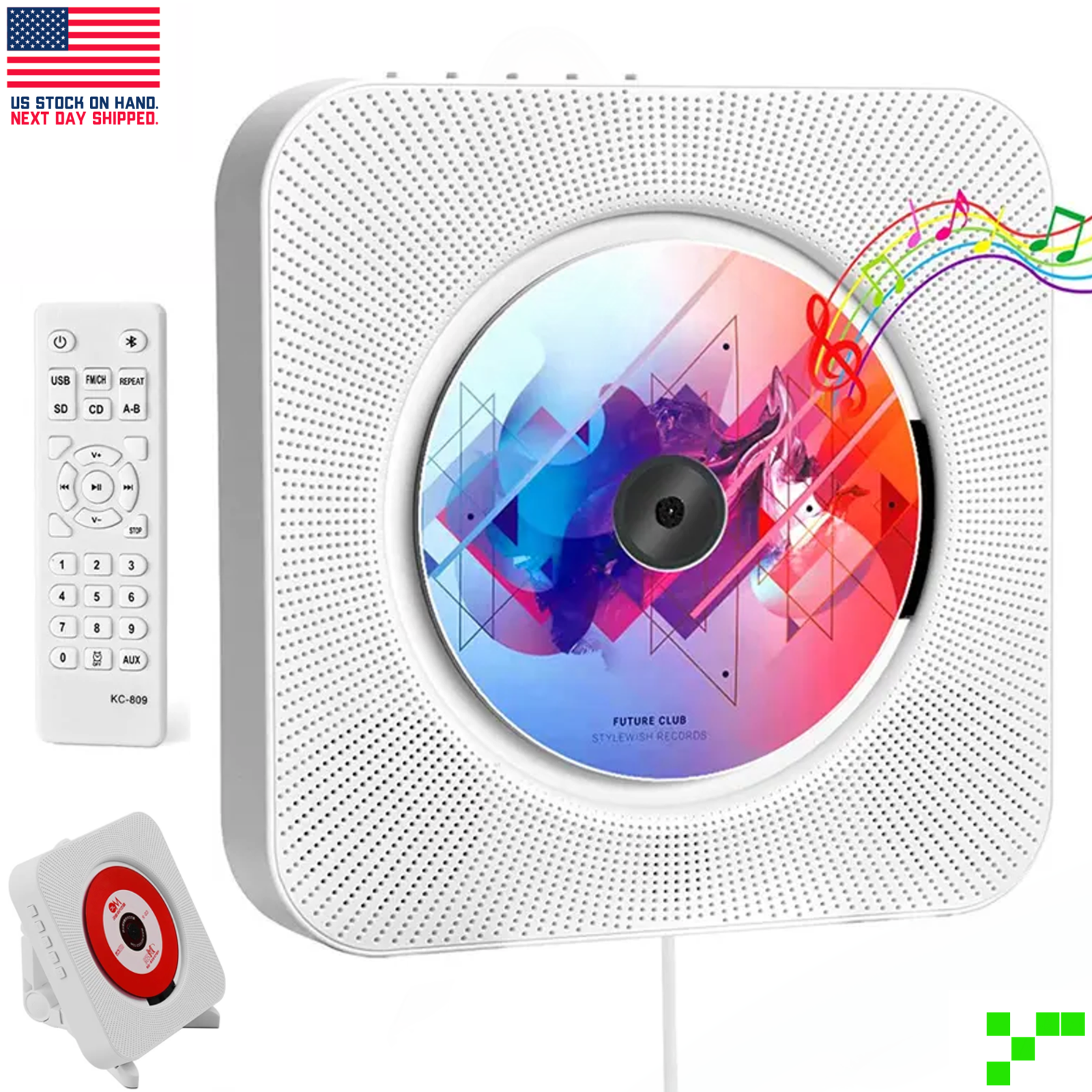 Stereo Speaker Fm Radio Stand Remote Aux Sd