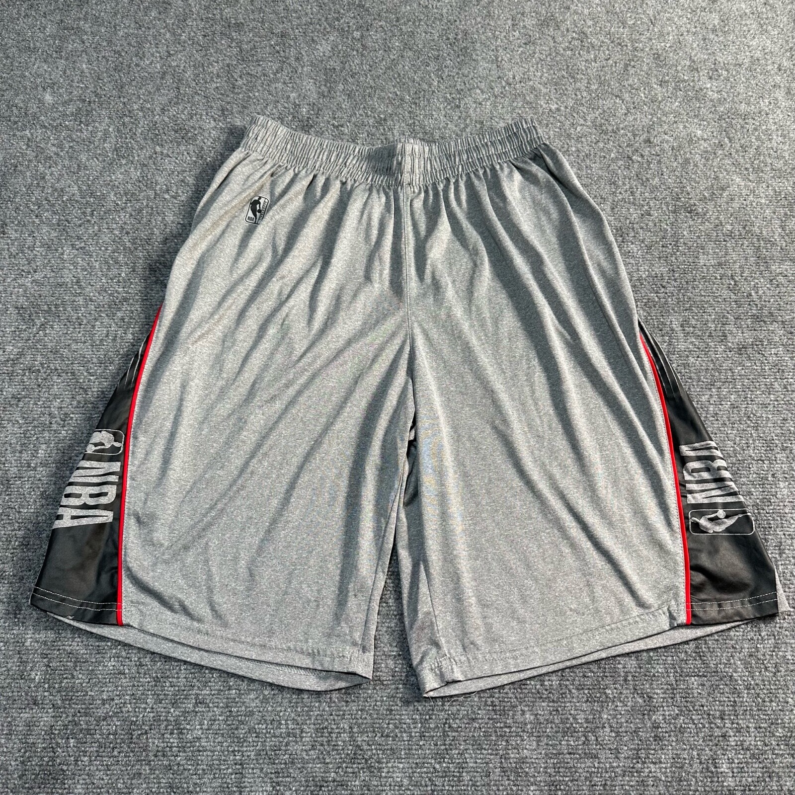 NBA Shorts Mens Large Grey Polyester Elastic Waist Stretch
