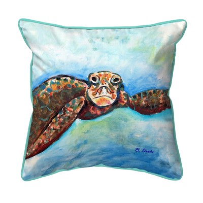 Betsy Drake Turtle Looking At Me Large Indoor Outdoor Pillow 18x18