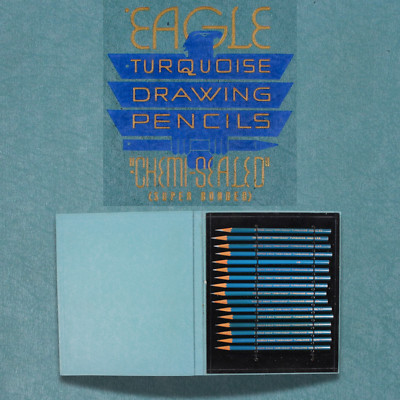 EAGLE Turquoise Pencils SALESMAN'S Sample Pack Display Case Chemi-Sealed Set 16