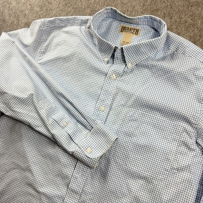 Duluth Trading Co Shirt Mens 2XL Tall Blue Plaid Slim fit Button Front