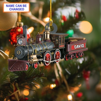 Custom Name Railroader Train Personalized Christmas Ornament  Christmas Tree Han