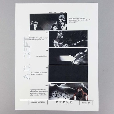 Riddick Production Used Storyboard Vin Diesel Immune Hell Rally Sc 109