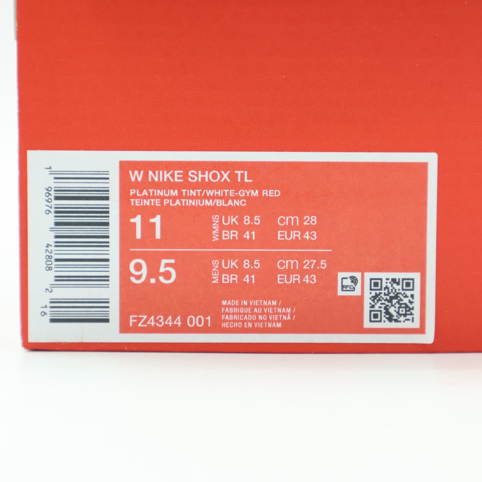 Pre-owned Nike Fz4344-001  Shox Tl Platinum Tint Gym Red White Silver Grey (women's)