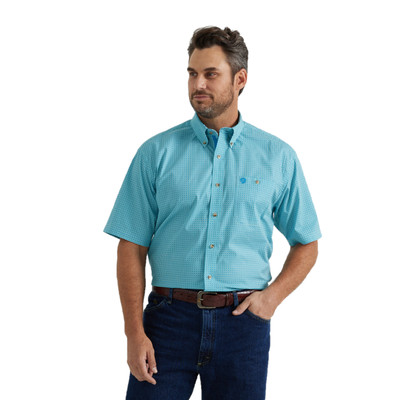 Wrangler Men's George Straight Aqua Button Down Shirt 112346539