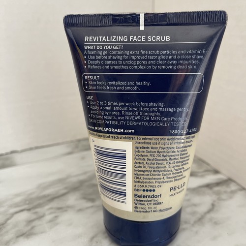 Nivea for Men Revitalizing Face Scrub 4.4 oz Pre Shave Conditions