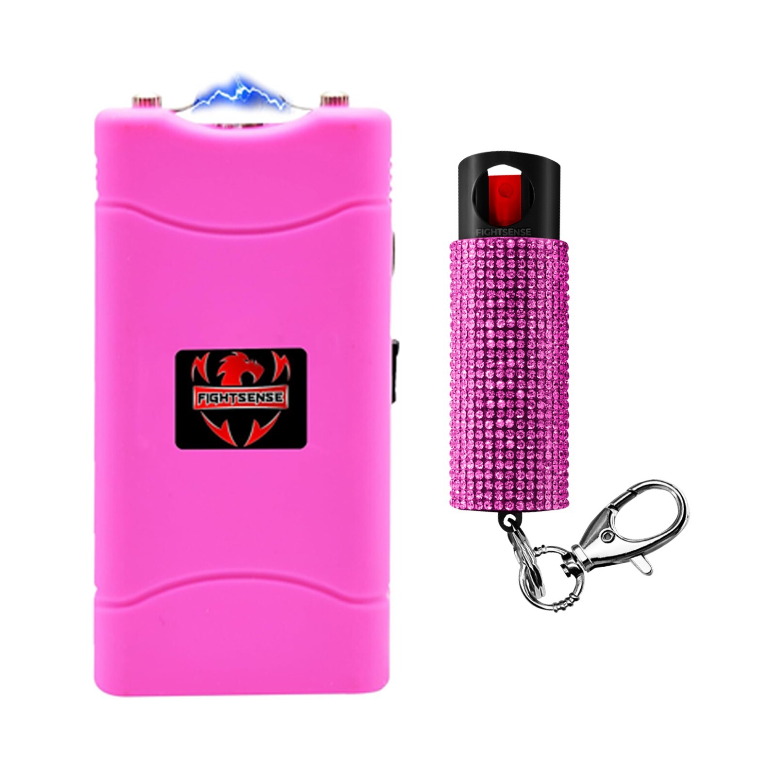 FIGHTSENSE Heavy Duty Rechargable StunGun withLED Flashlight &Pepper Spray COMBO