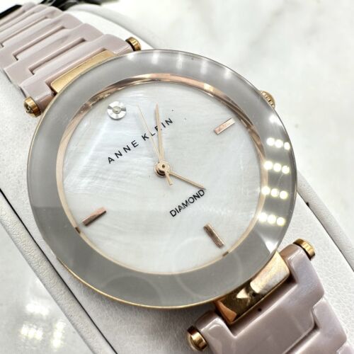 Anne Klein Diamond AK/1018 Ceramic Purple Women's Watch Sz. 6 1/2 Anne Klein Diamond AK/1018 Ceramic Purple Women's Watch Sz. 6 1/2