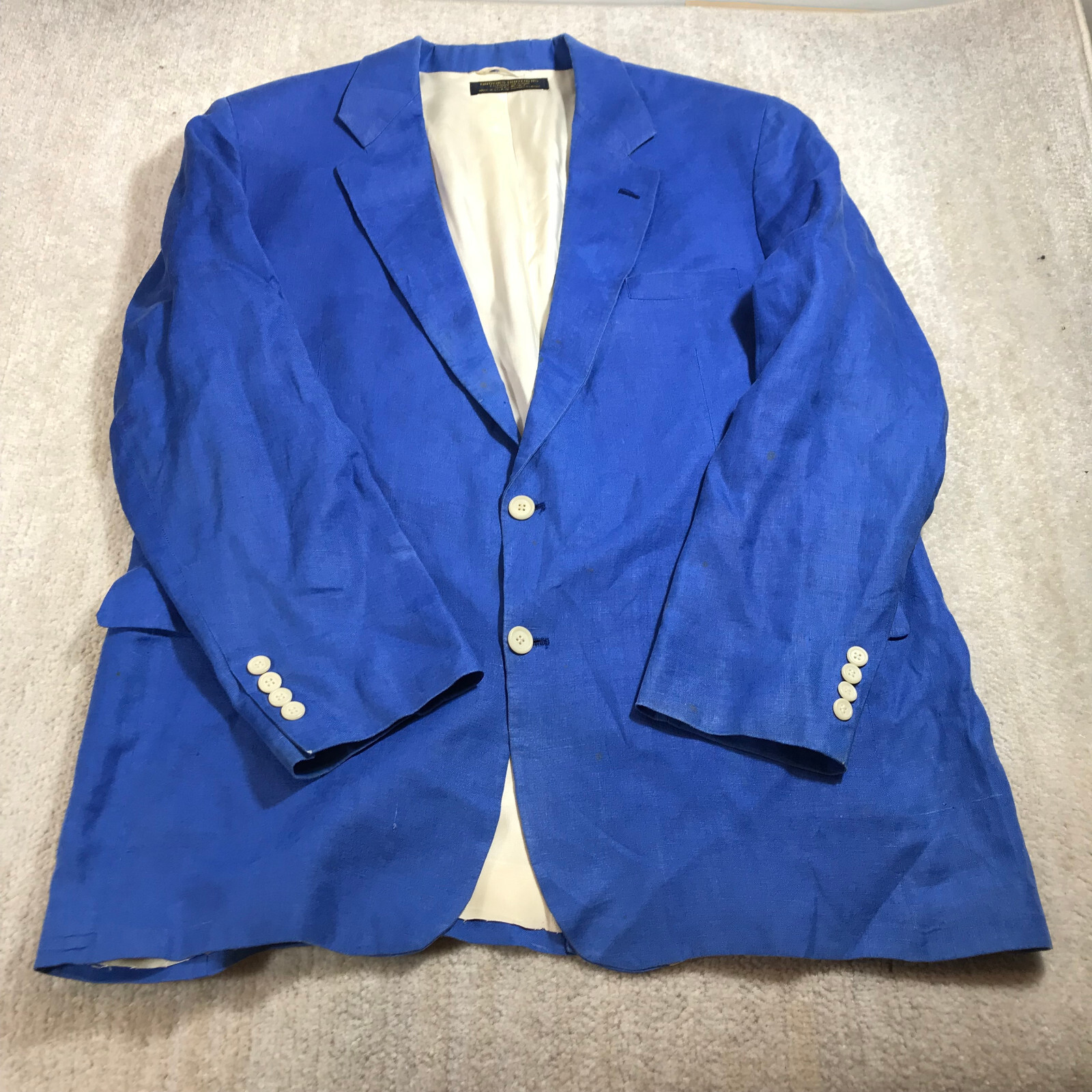 Vintage Brooks Brothers Blazer Mens Linen Royal Blue  Sport Coat Jacket