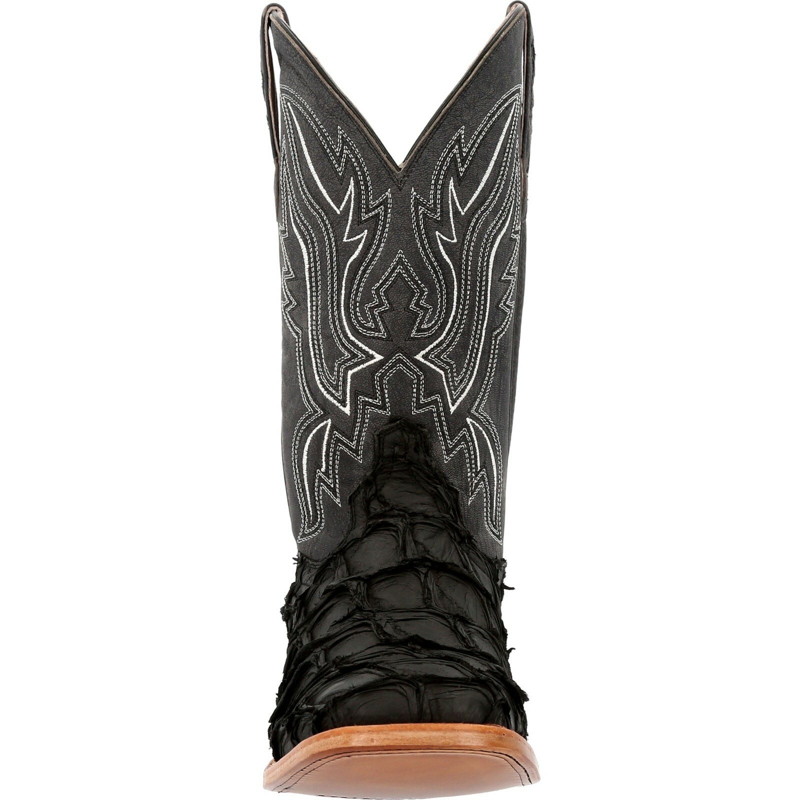 Pre-owned Durango Boots Durango® Premium Exotics™ Matte Black Pirarucu Western Boots Ddb0381 - All Sizes