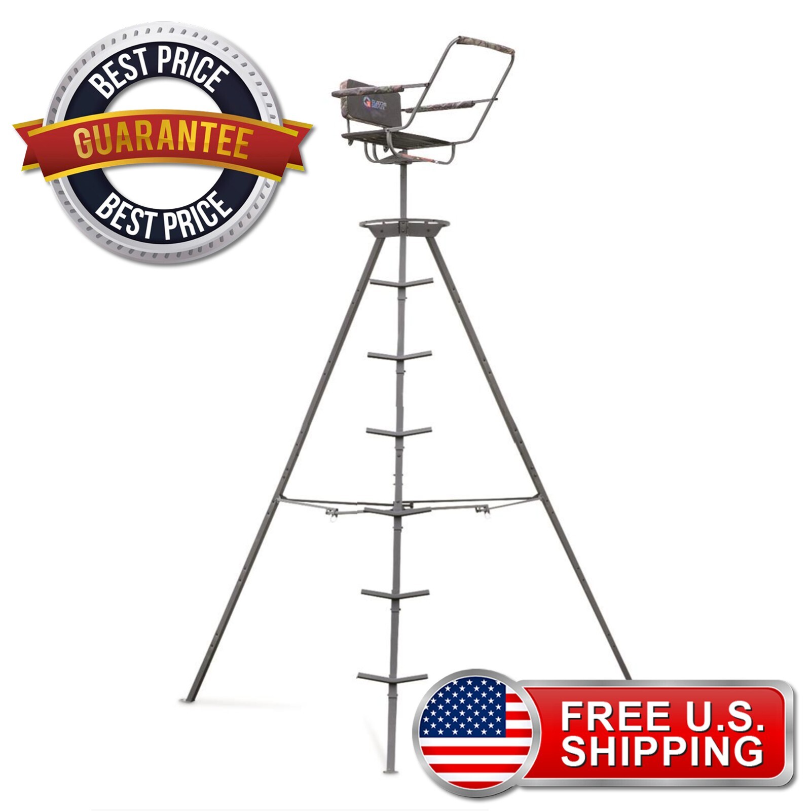 Portable Tripod Swivel Seat Stand 360 For Game Hunter Deer Turkey Ladder 12 ft.