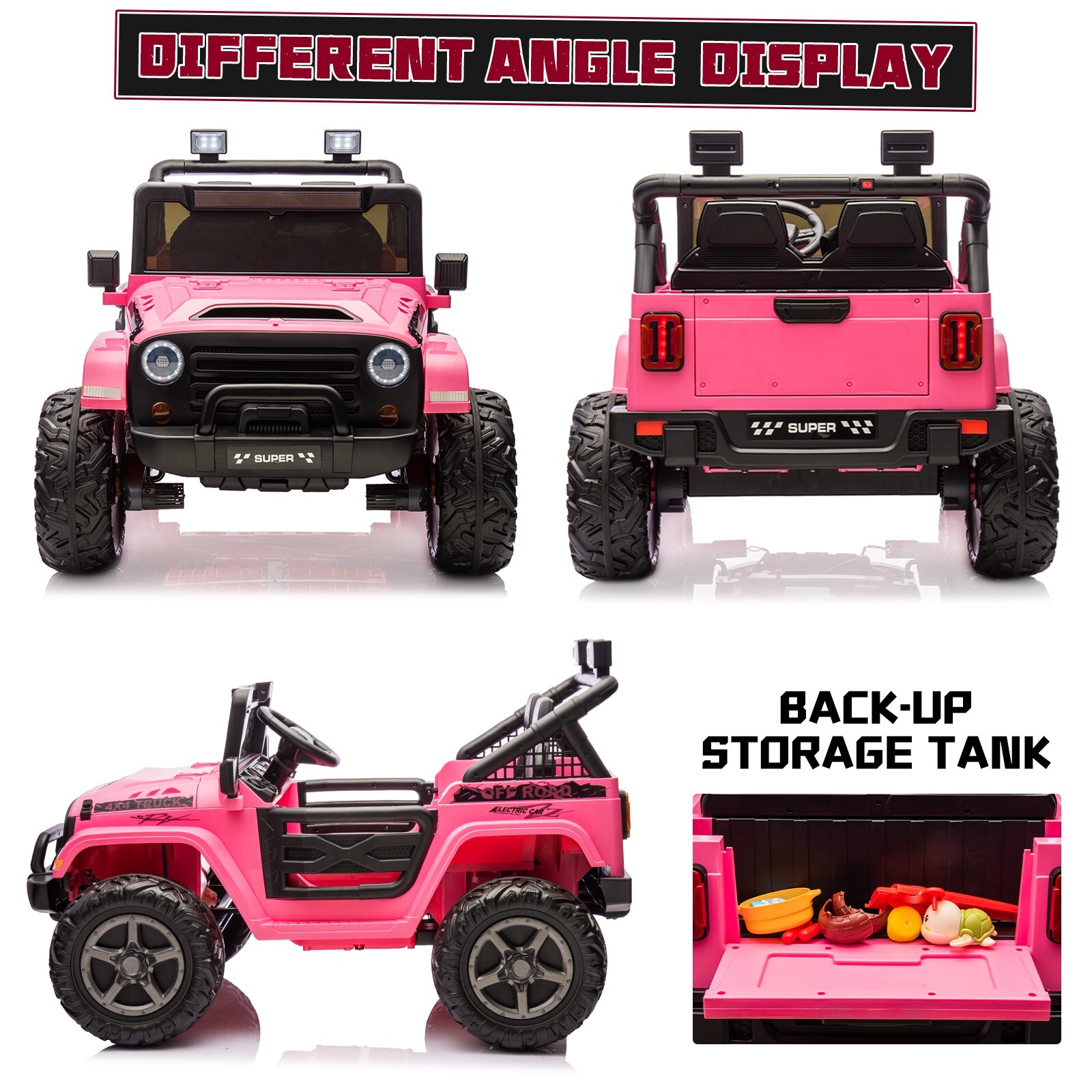 ZEOPHOL Kids Electric Ride On Truck 24V 9AH Battery Power Car 4WD/2WD Off-Road