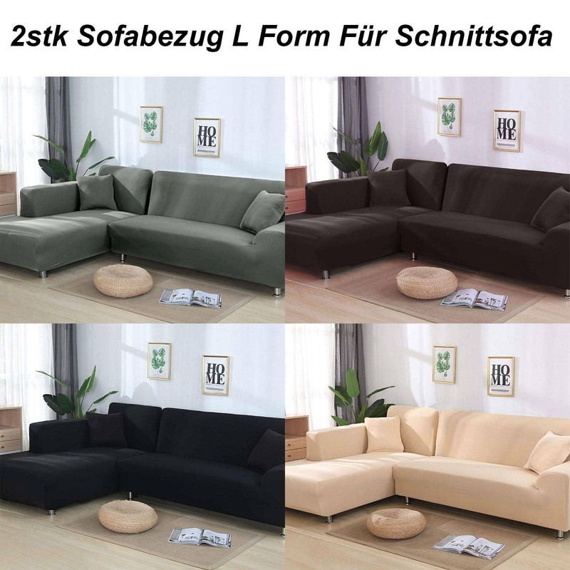 2stk Sofabezug stretch elastische Sofahusse Abdeckung Für L Form Schnittsofa #Gr