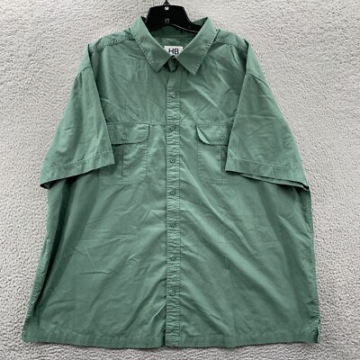 HARBOR BAY Shirt Mens XXL Button Up Short Sleeve Green *